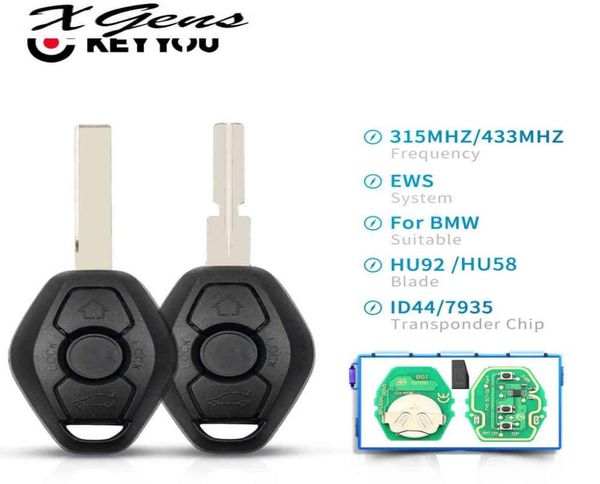 Clé télécommande à 3 boutons pour BMW X3 X5 Z3 Z4 série 1357, système EWS 315433MHZ avec puce PCF7935 ID44 HU92 Blade2885784