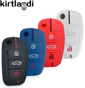 3 Knop Silicone Car Key Cover Case voor A1 S1 A3 8V 8P S3 A4 B7 A6 C6 RS6 TT Q3 Q7 Remote Key Holder Keychain FOB Shell47697533