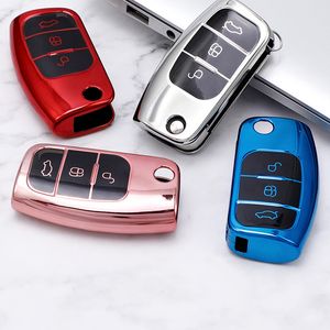 3 Knop Soft TPU Auto Afstandsbediening Sleutelhoes voor Ford Fiesta Focus 2 EcoSport Kuga Escape Falcon B-MAX C-MAX ECO Sport Galaxy Galomoplated Keys FOB Case Shell