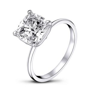 3 karaat diamanten verloving voor vrouwen, belofte ringen, trouwringen, Sterling Sier ring, D kleur VVS1 kussen gesneden Moissanite ring
