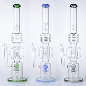 21 pouces gros narguilés bangs en verre épais recycleur bang tambour baril perc conduites d'eau fendue fusée percolateur huile Dab plates-formes 14mm joint avec bol