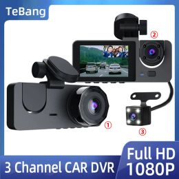 3-kanaals auto DVR FHD 1080P 3-lens binnen voertuig dashboard cam driekwalige camera dvrs recorder video registrator dashcam camcorder