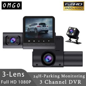 3 Kanaals Auto DVR HD 1080 P 3Len Binnen Voertuig Dash Cam Drieweg Camera DVR Recorder Video Registrator Mini Dashcam CamcorderHKD230701