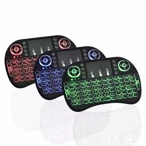 Mini teclado inalámbrico i8 retroiluminado en 3 colores, ratón de aire inglés de 2,4 ghz con panel táctil para ordenador portátil, TV, Android TV Box