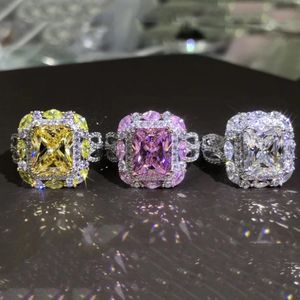3 grandes pierres de Zircon CZ de couleur bagues en argent pour les bijoux de fiançailles de mariage de mode de femmes