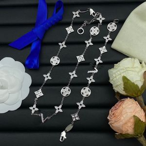 3 kleuren diamant ingelegde letterbloemblaadjes splicing ketting armband modeontwerper kettingen voor vrouw temperament prachtige designer sieraden met doos HLVS31
