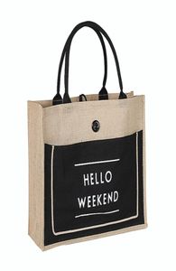 3 couleurs style européen féminin Hello Weekend Jute Cotton Handsbags Femmes Sac de plage de grande taille pour les filles Imprimez les sacs à bandoulière 2103264237067