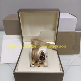 Señoras de 3 colores con caja Relojes de pulsera Mujer Cuarzo Esfera negra Bisel de diamantes Tubogas Serpenti 101911 Vestido informal Reloj de pulsera Everose de oro rosa de 18 quilates para mujer