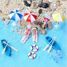 Mini sombrilla de playa de 3 colores, artículos novedosos, bonsái de PVC en miniatura, adorno de jardín de hadas, casa de muñecas, microdecoración de paisaje