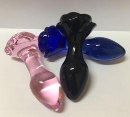 3 Kleur Rose Glas Anale Dildo Vrouwelijke Masturbator G Spot Massager Crystal Black Sexy Rose Anale Plug Koppels Butt plug Seksspeeltjes T205317704