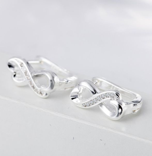 3 couleurs or rose or Infinity boucles d'oreilles goujons simples Brincos numéro porte-bonheur figure huit CZ Plata boucle d'oreille cadeau jewejlry3675224