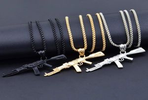 3 couleurs Steampunk personnalisé AK47 Gun Big pendentif colliers hommes noir argent or alliage déclaration collier Hip Hop bijoux 1949697