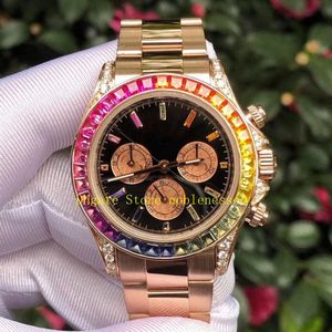 3 Kleurstijl Men's Black Rainbow Dial Watch Quartz Chronograph 116598 Rbow Rose 116595 Gold Polshipes Mens Sport Watches274U