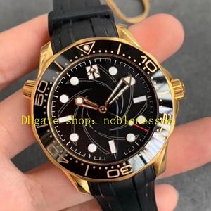 Super VS Factory automatisch Cal.8807 horloge heren 42 mm 300M zwarte wijzerplaat heren geel goud 50e verjaardag 007 VSF keramische bezel rubberen band mechanische horloges