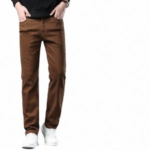 3 couleurs Automne Nouveaux vêtements pour hommes Jeans Slim Fi Brown Busin Casual Stretch Denim Pantalon Homme Marque Pantalon h9u1 #