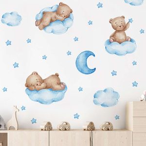 3 kleuren cartoonbeer wolken maanstickers voor kinderen babykamer kinderkamer decor wallpaper boys meisjes slaapkamer muurstickers l2405
