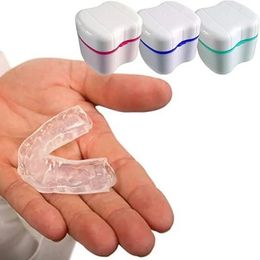 3 colores Denture Caja de almacenamiento de dientes postizos con dispositivos dentales de pantalla de filtro