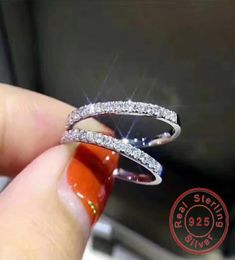 3 colores Anillo de promesa de la eternidad 100925 Rings de boda de Zirconia de plata esterlina Rings para mujeres Joyería simple de dedo 8969607