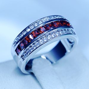 3 kleuren mode mannelijke vinger ring 5A zirkoon steen party engagement trouwring ring voor mannen witte goud gevulde sieraden