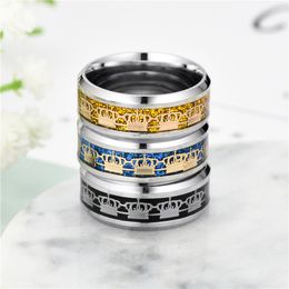 3 couleurs de qualité fine 316L en acier inoxydable Bague de couronne féminine en acier en acier en acier rempli de bijoux personnalisés pour les femmes en gros 18 km plaqués