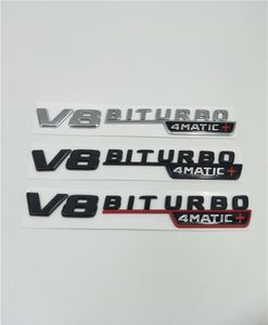 3 kleuren Voor Mercedes AMG V8 BITURBO 4 MATIC + Spatbord Letters Badge Emblemen Logo 4 MATIC + 2017 20187559267