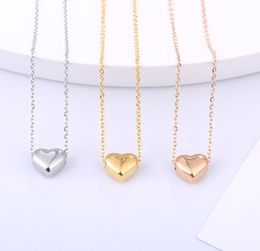 3 couleurs filles amour colliers plaqué or en forme de coeur pendentif clavicule chaîne collier solide amour bracelet bracelets bijoux de mode1525464