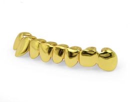 3 kleuren Hiphop Gold Grillz Caps Shaped Teeth Grills Lower Bottom Perm Cut Real Grill Teeth GRILLZ met siliconen8393660