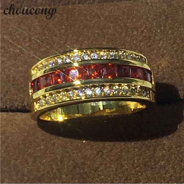 3 colores Venta caliente joyería anillo masculino diamante oro amarillo lleno fiesta anillo de boda para hombres mujeres regalo tamaño 7-13