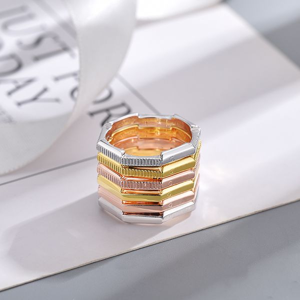 Anillo con letras de 3 colores para mujer, anillo con letras de amor, anillos de dedo, oro, plata, oro rosa, joyería de alta calidad