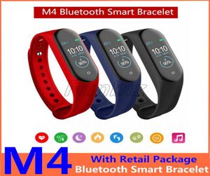 3 colores M4 Smart Bracelet Band Sport Outdoor Fitness Tracker Presión arterial Monitor de frecuencia cardíaca M4 Mundas inteligentes Mira PK M4 PR1684061