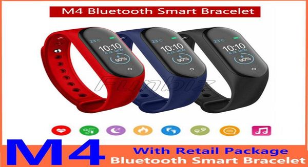 3 colores M4 Smart Bracelet Band Sport Outdoor Fitness Tracker Presión arterial Monitor de frecuencia cardíaca M4 Mundas inteligentes Mira PK M4 PR9272449