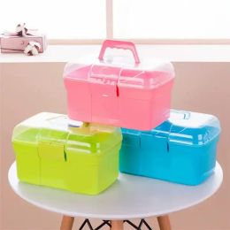 3 couleurs Organisateur de maquillage bijoux de vernis à ongles Conteneur à stylo de manucure outil de manucure à main la boîte de rangement de bureau à main ciseaux en plastique