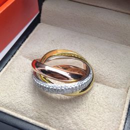 3 kleuren Micro Pave Diamond CZ Ring Sterling Sier Engagement Wedding Band ringen voor vrouwen Men Gemstones Party Sieraden Gift