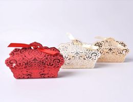 3 colores New Red White Beige Bow Bode Body Caja de dulces Favor Box Suministros de boda 50pcslot5182493