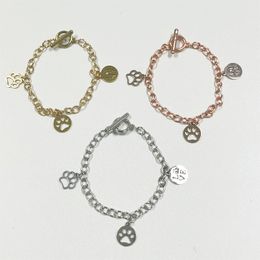 3 kleuren OT gesp ijzeren armband met drie hondenpootontwerp roestvrijstalen hanger gepersonaliseerde damesfeestarmband