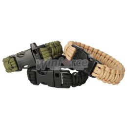 3 couleurs paracord parachute cordon de survie d'urgence corde bracelet avec boucle de sifflet olive vertblackkhaki7633684