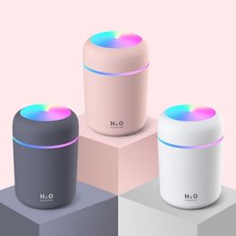 3 couleurs portable 300 ml humidificateur d'air électrique diffuseur d'huile d'arôme USB pulvérisateur de brume fraîche avec coloré veilleuse fabricant purificateur aromathérapie pour chambre maison voiture