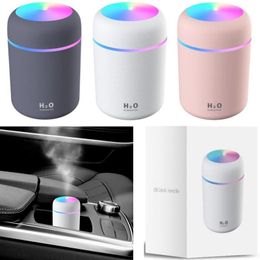 Kleurrijke koele mini elektrische luchtbevochtiger aroma oliediffuser draagbare USB 300 ml mist sproeier met kleurrijke nachtlicht maker zuiverer aromatherapie voor autokantoor