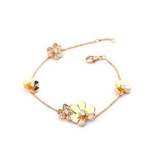 3 colores venden pulsera de marca de cobre ambiental joyería para mujer cadena de plata trébol mano catenaria Praty regalo de boda oro 3061
