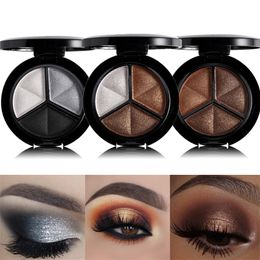 3 couleurs Shimmer Glitter Eye Shadow Palette Maquillage Cuivre Bronzer Sliver Gris Métallique Smoky Cut Crease Fard À Paupières Nude Cosmétiques 220525