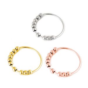 Anillo de cuentas flexibles de acero inoxidable en 3 colores para mujer, anillos más finos para la ansiedad y el estrés, regalo para amor, amigo, tamaño 5-12