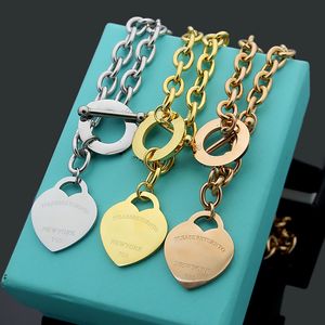 3 kleuren titanium staal hart liefde hanger kettingen klassieke stijl dikke ketting dames designer sieraden zonder doos