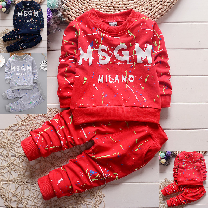 3 colori Toddler Baby Boys Clothes T Shirt + Pants Abbigliamento sportivo per bambini Abbigliamento Abbigliamento per bambini autunno abiti firmati per bambini set 1-4Y orecchie