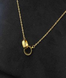 3 couleurs Top qualité en acier inoxydable collier en or vis petit double anneau pendentif classique amour colliers de créateurs bijoux de mode7906428