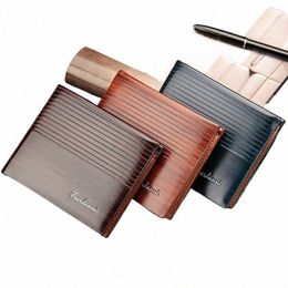 3 couleurs Vintage Wood Grain Men Portefeuille en cuir court Slim Spolds mâles Mey Credit Card Holders Men Wallet Mey Sac M91U #