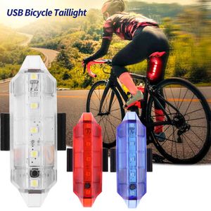 3 couleurs étanche 5 LED vtt vélo vélo arrière feu arrière lampe rouge 4 Mode USB Recharge vélo lumières vélo accessoires