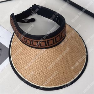 Sombrero de visera de lujo para mujer en 3 colores, sombrero de paja de diseñador, letras dobles, trenza de hierba, sombrero de playa de verano, gorras de rafia para hombre, viseras de Casquette