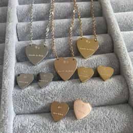 3 couleurs femmes designer boucles d'oreilles collier g lettre simple amour coeur pendentif titane acier luxe amour ensemble bijoux de mode en gros