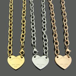 3 couleurs femmes collier de créateur de luxe en acier au titane chaîne épaisse pendentif colliers Logo imprimé