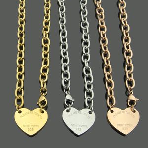 3 couleurs femmes collier de créateur de luxe en acier au titane chaîne épaisse pendentif colliers Logo imprimé